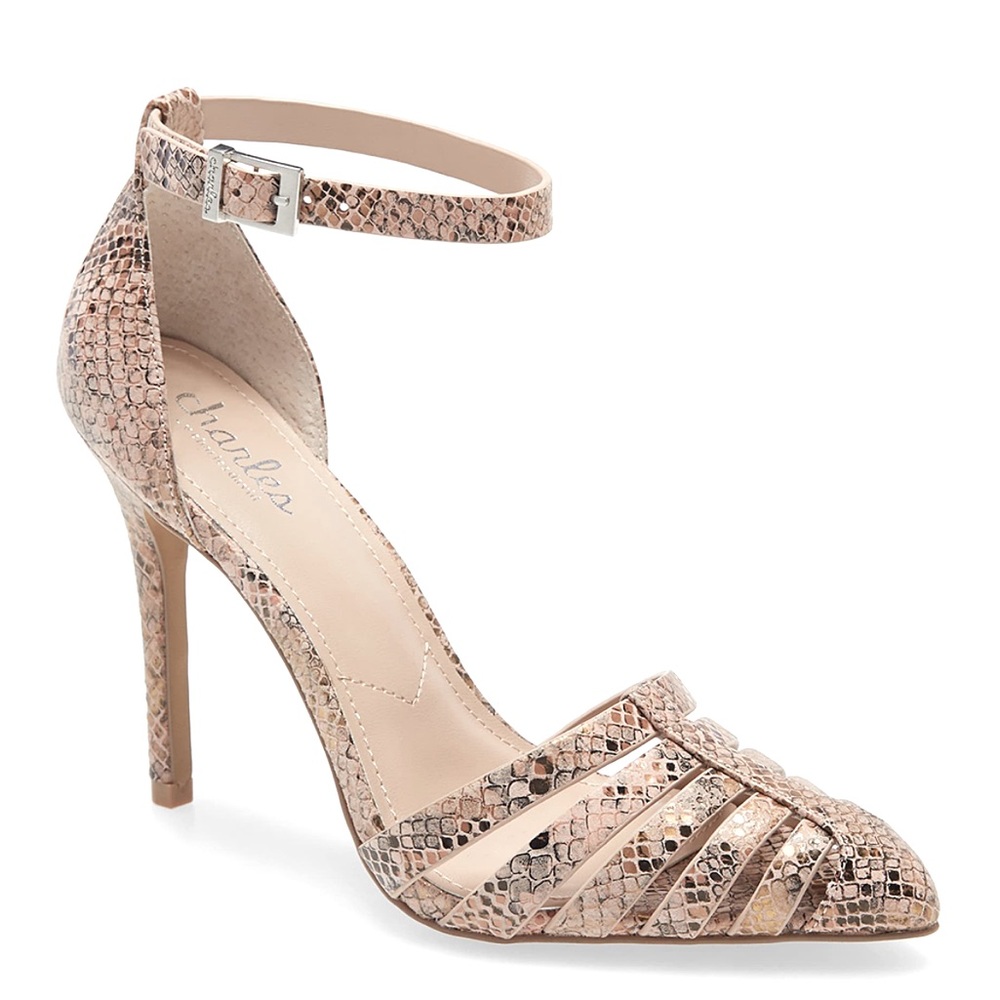 New! Charles by Charles David | Powder Blush Snake Print Leather